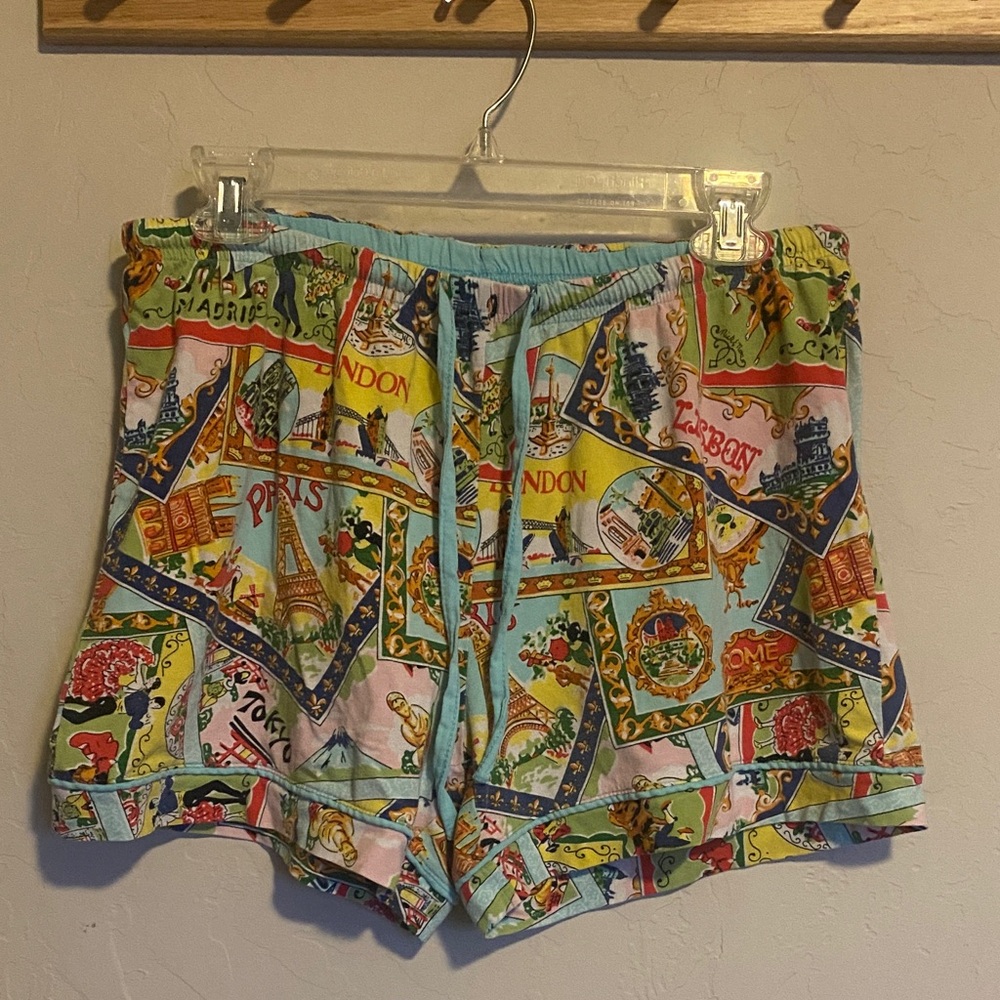 Nick & Nora Women's Multicolor City Graphic Print Knit Sleep Shorts Size S